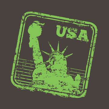 Distressed USA Statue of Liberty Rubber Stamp Vector Illustration