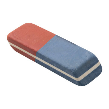 a rectangular two-tone eraser on transparent background