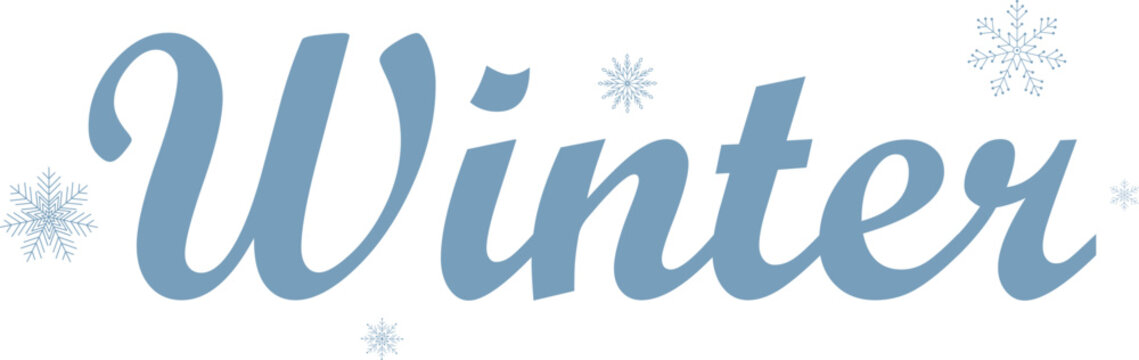 Winter. Winter vector text. Snowflakes with text Winter on White Background. Design elements for poster, background or greeting card