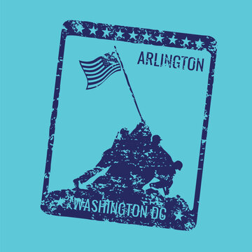 Distressed Arlington Washington DC Marine Corps Memorial Rubber Stamp Vector Illustration