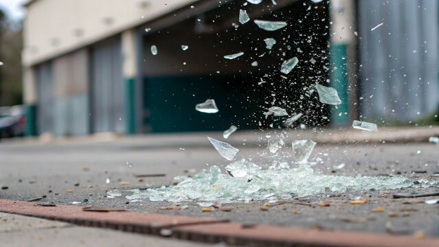 Shattered Glass in Industrial Setting
