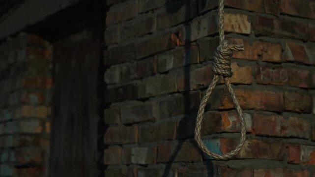 Suicide by hanging, the noose of death. A fatal nervous breakdown. Human psychology.