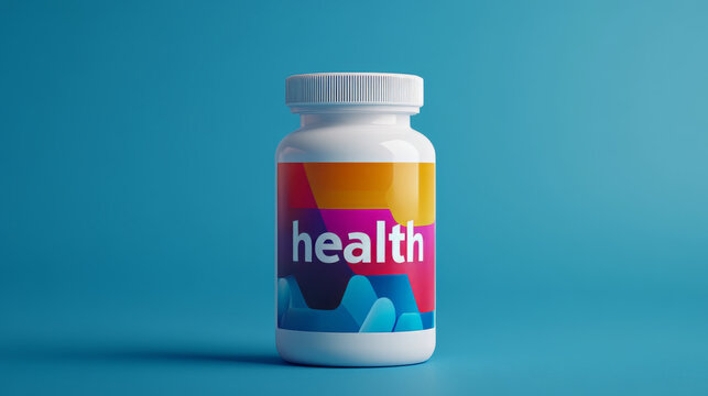 Modern Supplement Bottle on Blue Background