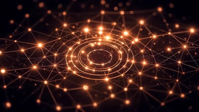 Glowing Digital Network Orbit Pattern with Futuristic Connected Nodes and Luminous Technology
