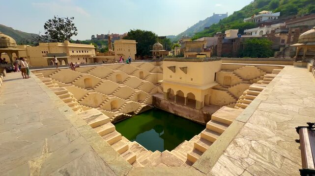 peena panna ka kund or baoli in jaipur near fort. a water stepwell in jaipur in india.