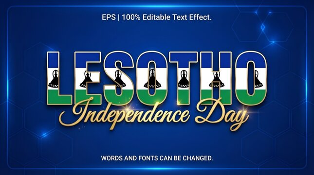 lesotho editable text effect with lesotho flag pattern suitable for poster design about holiday, Feast day or lesotho independence day moment