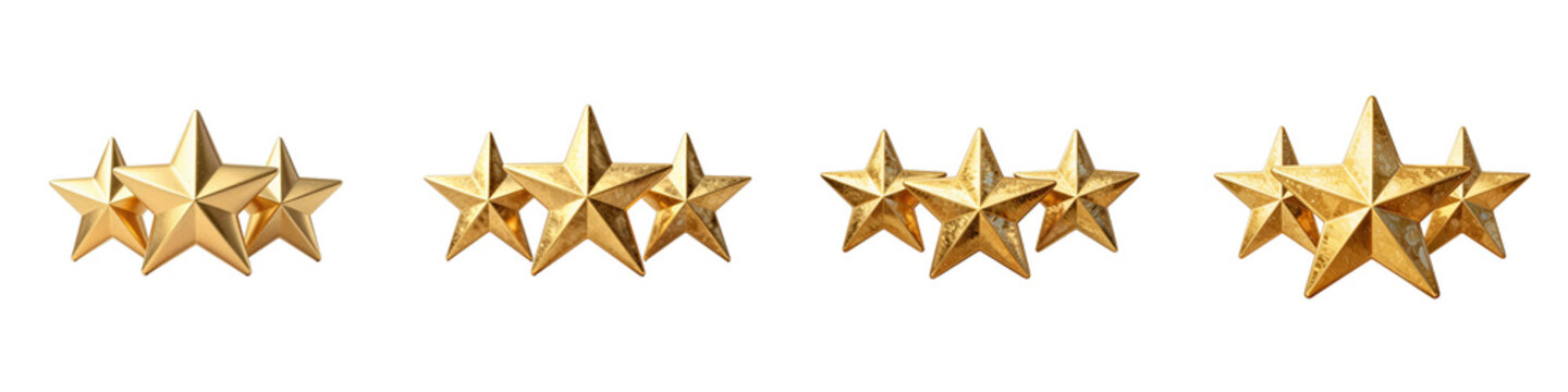 Golden stars arranged in groups of varying sizes shimmer against a dark background