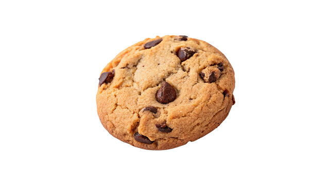 Delicious homemade chocolate chip cookie sweet biscuit snack isolated on transparent background