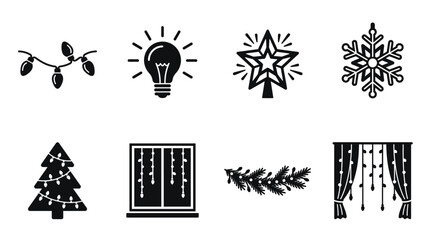 Fototapeta premium Christmas Holiday Decoration Icons Set