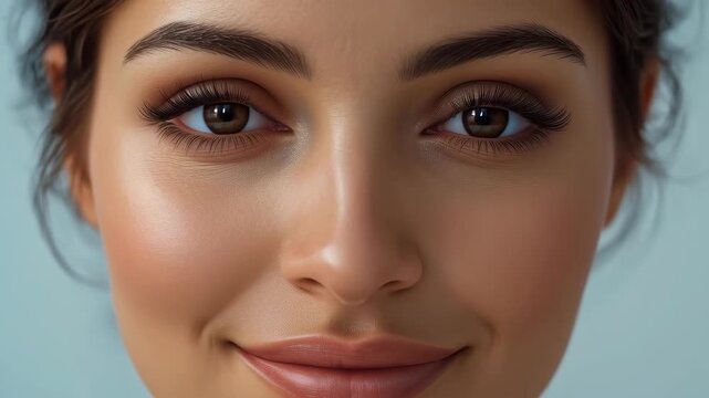 Young Woman Portrait Closeup Showing Calm Face, Brown Eye, Natural Makeup and Serene Expression