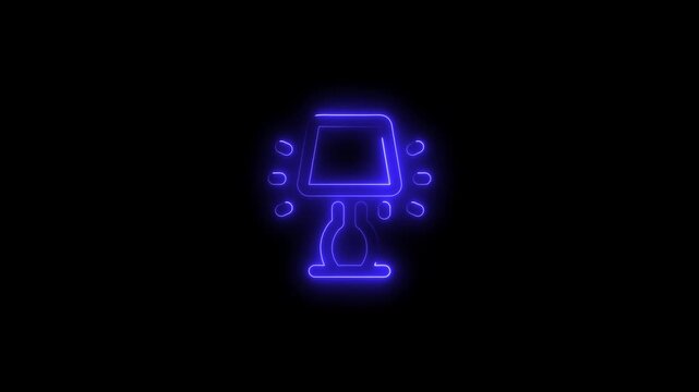 Glowing bule  Neon Light Bulb Icon on Black Background idea innovation