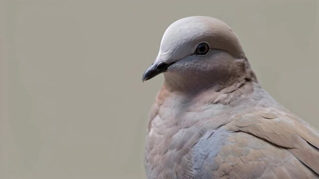 Mourning Dove Closeup Bird Portrait with Gray Brown Feather Texture and Alert Eye Expression