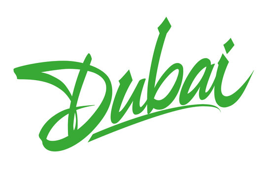 Dubai lettering design for t-shirt, mug, poster, sticker. Vector hand drawn inscription. Apparel Print.	

