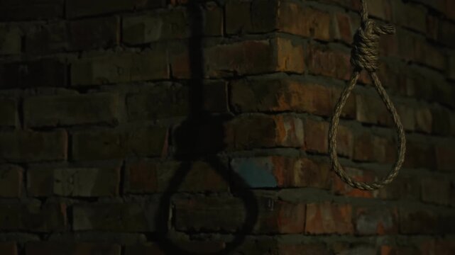 Suicide by hanging, the noose of death. A fatal nervous breakdown. Human psychology.