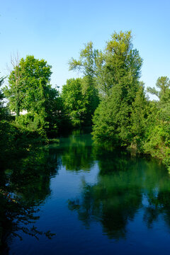 The Adda river at Fara Gera d Adda, in Bergamo province, Italy