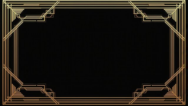 Art Deco New Year poster geometric elegant, gold black symmetrical pattern luxury vintage, 1920s glamour aesthetic trendy sophisticated, elegant deco style