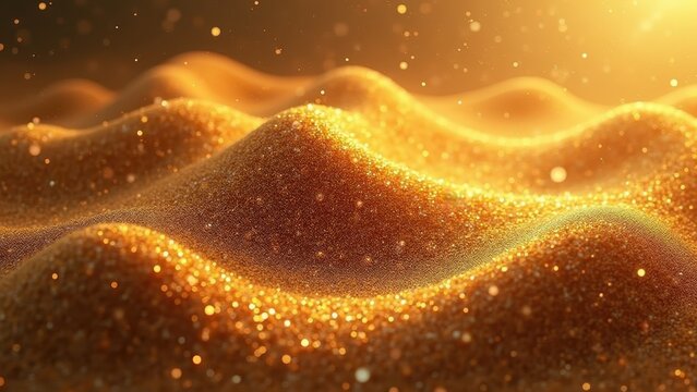 Sand art texture New Year background flowing granular, warm golden particles swirling artistic beautiful, sand animation style artistic, granular art design
