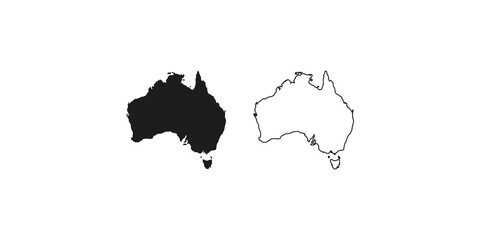Australia continent map silhouette and outline set for geography and travel design projects. © NOMAN