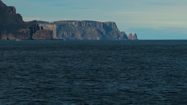 Tasman island tasmania Rocky sea cliffs and offshore sea stacks across