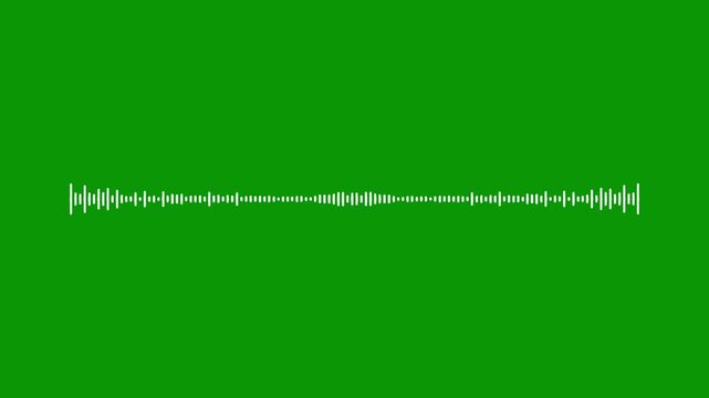 Dynamic white music spectrum, animated audio waveform and equalizer bars, sound frequency visualization, podcast voice recording signal, clean digital motion design, green screen. 4k loop