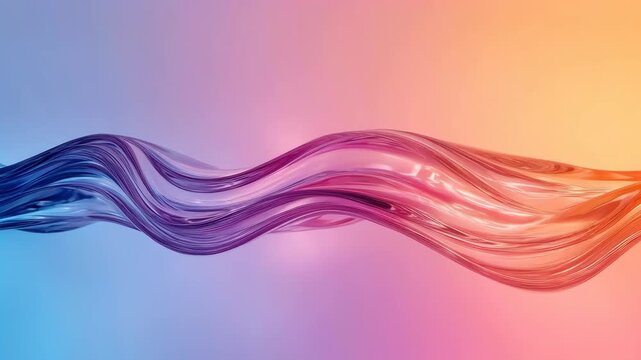 Abstract Colorful Wave Flowing Purple and Red Ribbons on Gradient Artistic Background