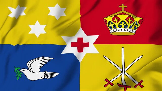 Tonga royal standard waving flag looping seamless for identity news politics sports campaign background