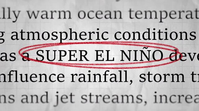 Super El Ni&ntilde;o Highlighted in Red Circle on Simulated Article Text