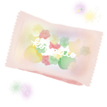 Kawaii Konpeito Japanese Sugar Candy, Colourful Vibrant Pastel Traditional Sweets Hand-Drawn Illustration