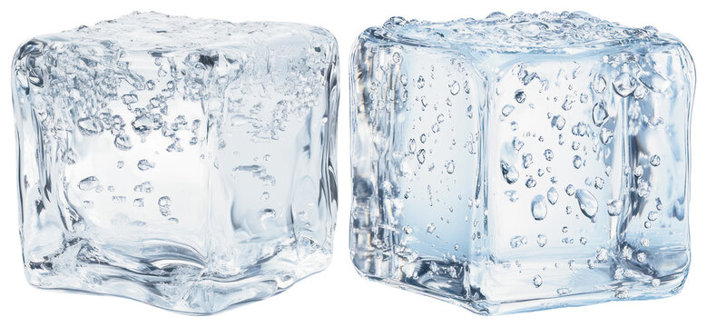 PNG Two clear ice cubes refreshing on transparent background