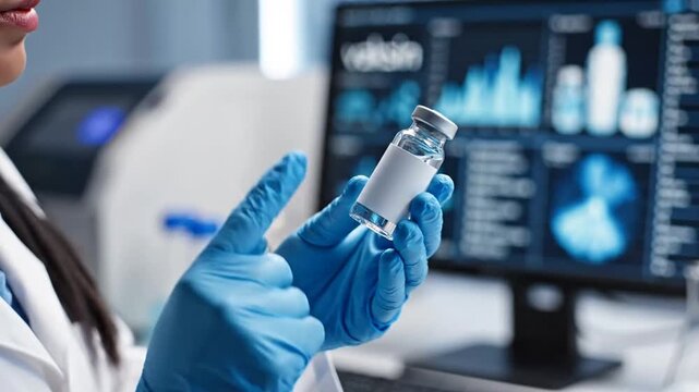 Laboratory technician preparing vaccine vial for medical research and immunization process