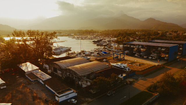 Aerial view of the Marina Bracuhy near the town of Angra dos Reis in Brazil