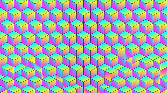 Colorful overlapping hexagon pattern with bright gradient colors