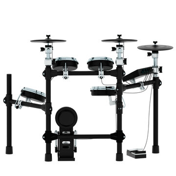 3d Render Black Electronic Drum Kit Set with transparent background