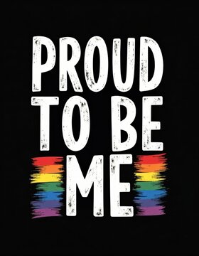 Proud to Be Me LGBTQ+ Rainbow Pride Motivational Quote Poster Design