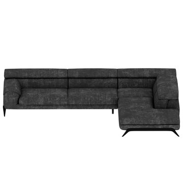 3d Render Black Modern L Sectional Sofa with transparent background