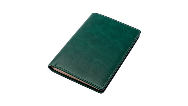 Elegant dark green leather wallet pocket money accessory isolated on transparent background