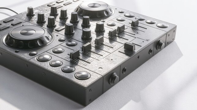 Black DJ controller isolated on white background