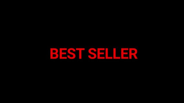 Best seller red neon text displayed on a black background emphasizes the popularity of a product.