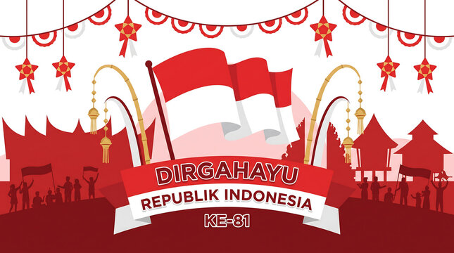 Indonesian 81st Independence Day Banner with Flag and Culture