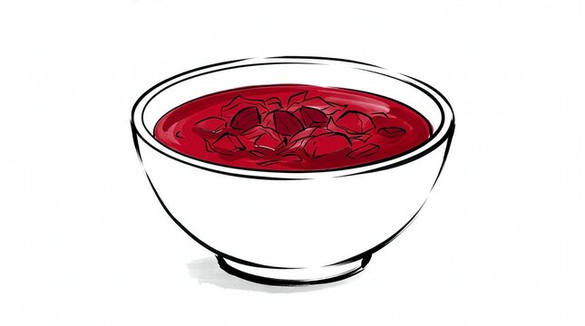 Sketch illustration of borscht in a bowl