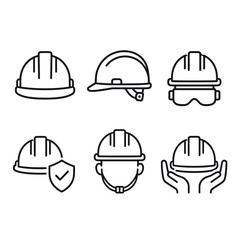 Fototapeta premium Construction safety hard hat vector icon set on white background