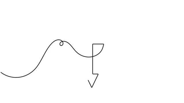 Click mouse scroll down arrow sign continuous one line drawing moving on white background animation video