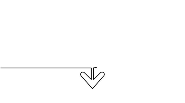 Click mouse scroll down arrow sign continuous one line drawing moving on white background animation video