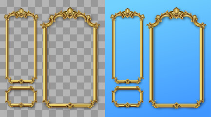 Naklejka premium Vector facade. Golden panel baroque cabinet wall