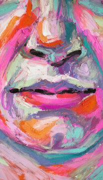 Colorful oil pastel portrait of a girl with detailed brush strokes