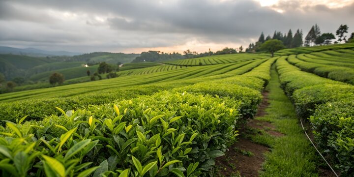 Picturesque tea plantation, cut out