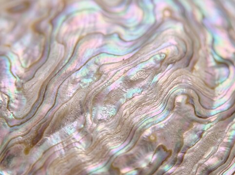 Iridescent abalone shell texture with organic flowing patterns and pearlescent colors