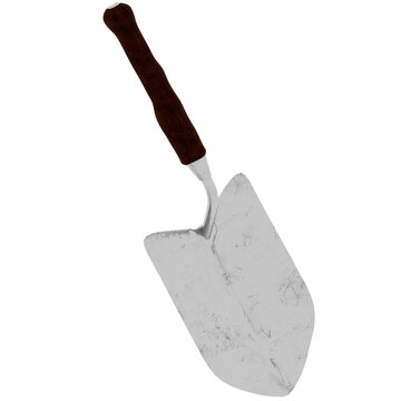 3d Render Metal Garden Hand Trowel Angled with transparent background