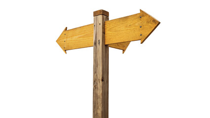 Blank wooden directional sign post layout guidance path metaphor isolated on transparent background © JackWatson