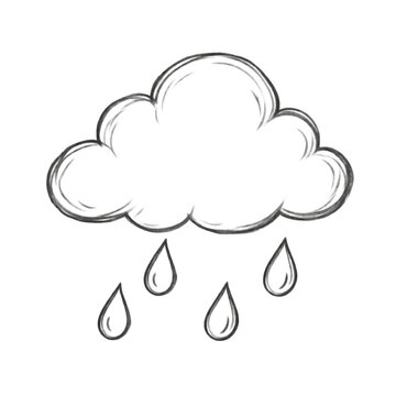 Rain cloud simple line illustration